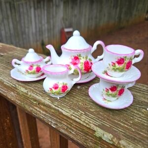 Shabby Chic Miniature Collectible Tea Set Bone China